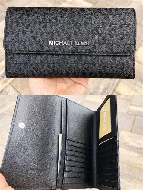 michael kors jet set logo wallet black|michael kors large trifold wallet.